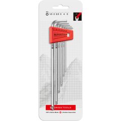 PBSwiss - Key L-Wrenches, Long, with Ball Point, Set in a Practical Plastic Holder