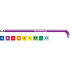 PBSwiss -  PB 2212 L RB RainBow key L-wrenches long, with ball point and with short key part and 100° angle 