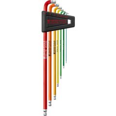 PBSwiss - RainBow 90°–100° L-Keys with Ball Point, set in a Practical Plastic Holder 1.5mm to 6.0mm - PB 2222.LH-6 RB