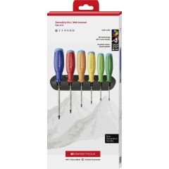 PBSwiss - RainBow SwissGrip Evo Screwdriver Set of 6pcs for Torx-Screws with Wall Mount - PB 38440.H RB CBB