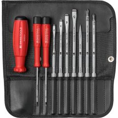 PBSwiss - Swissgrip Screwdriver Set with Interchangeable Blades in a Compact Imitation Leather Roll-Up Case -PB 8215.ind