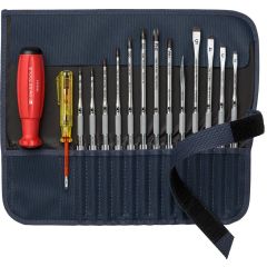 PBSwiss - SwissGrip Screwdriver set with Interchangeable Blades in a Compact, High-Quality Roll-Up Textile Case - PB 8222.GY