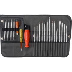 PBSwiss - SwissGrip screwdrivers, set with Interchangeable Blades in an Imitation Leather case – 31 tools in 1 - PB 8515.CBB