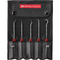 PBSwiss - PickTool, SwissGrip Handle, 5pcs Set in Compact Imitation Leather Roll-Up Case - PB 8685.Set CBB
