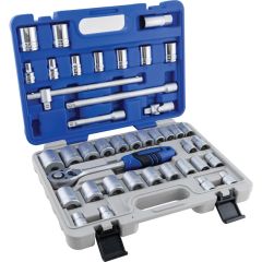 Senator - 1/2in. Drive, Socket Set, Metric/Imperial/Whitworth, 10mm - 27mm/1/8in. - 1-1/4in. Set of 41, Matte Finish - SEN5829240K