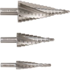 Sherwood - Step Drill Set, 4mm to 30mm, High Speed Steel, Set of 3 - SHR0190260K