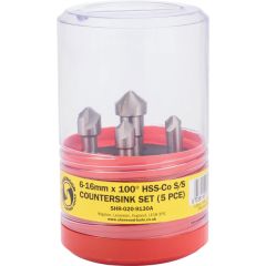 Sherwood - Countersink Set, Countersink, Straight Shank, Set of 5, Cobalt High Speed Steel, Bright - SHR0209130A
