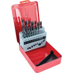 Sherwood - Jobber Drill Set, 1mm to 10mm x 0.5mm, Standard Length, Metric, High Speed Steel, Set of 19 - SHR0258460K