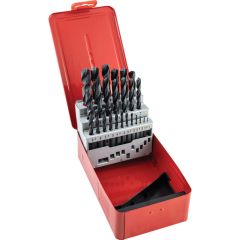 Sherwood - Jobber Drill Set, 1mm to 13mm x 0.5mm, Standard Length, Metric, High Speed Steel, Set of 25 - SHR0258500K