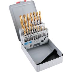 SwissTech - Jobber Drill Set, 1mm to 10mm x 0.5mm, Standard Length, Metric, High Speed Steel, TiN-Tipped, Set of 19 - SWT1259010A