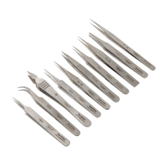 Toolstar - Set of 10 Assorted Tweezers For Electronics - TS-10Pcs