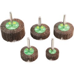 York - Flap Wheel Set, 30-60 x 15-30mm, P60/P80, Aluminium Oxide, 5 Pack - YRK2206950K