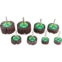 York - Flap Wheel Set, 30-60 x 15-30mm, P120/P40/P60/P80, Aluminium Oxide, 8 Pack - YRK2206980K