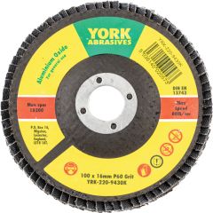 York - Flap Disc, 100 x 16mm, Conical (Type 29), P60, Aluminium Oxide - YRK2209430K