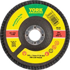 York - Flap Disc, 100 x 16mm, Conical (Type 29), P120, Aluminium Oxide - YRK2209450K