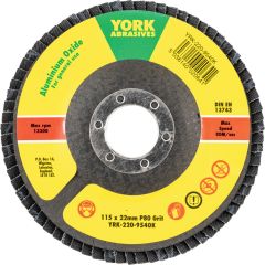 York - Flap Disc, 115 x 22.23mm, Conical (Type 29), P80, Aluminium Oxide - YRK2209540K