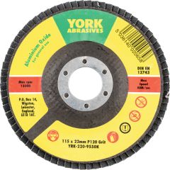York - Flap Disc, 115 x 22.23mm, Conical (Type 29), P120, Aluminium Oxide - YRK2209550K