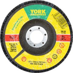 York - Flap Disc, 125 x 22.23mm, Conical (Type 29), P60, Aluminium Oxide - YRK2209630K