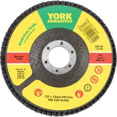 York - Flap Disc, 125 x 22.23mm, Conical (Type 29), P80, Aluminium Oxide - YRK2209640K