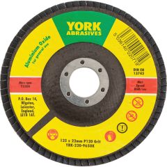 York - Flap Disc, 125 x 22.23mm, Conical (Type 29), P120, Aluminium Oxide - YRK2209650K