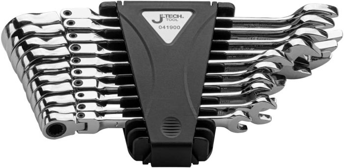 Jetech 10pc Flexible Ratcheting Combination Wrench Set (Metric 8mm - 19mm)  - GRA-S10