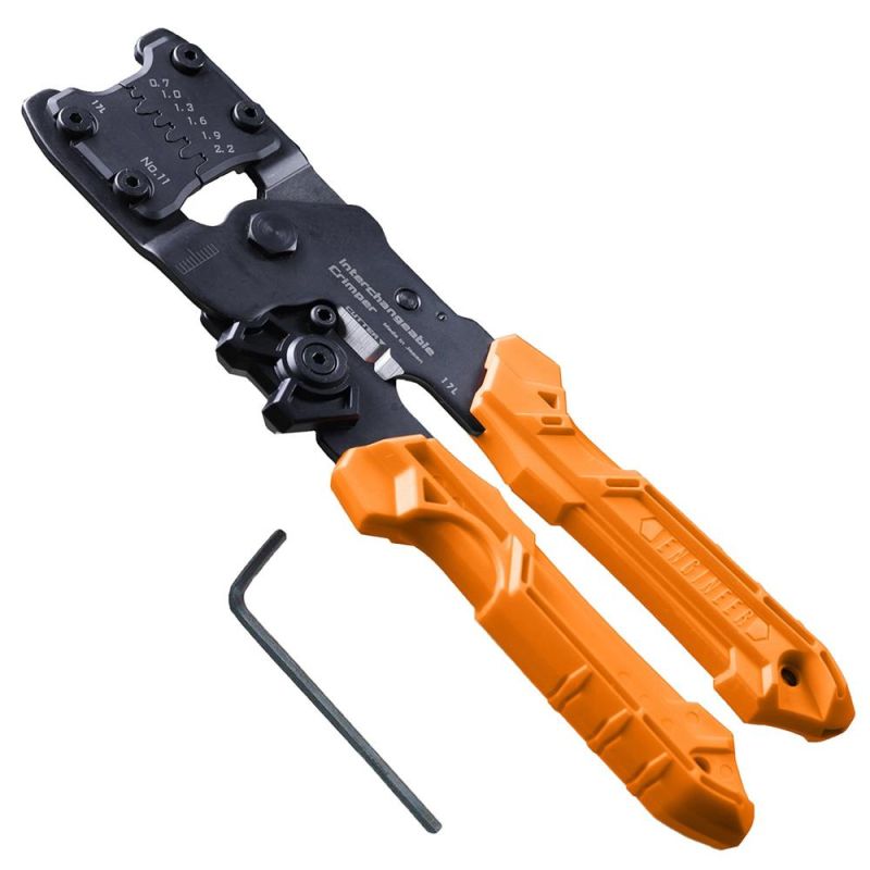 Precision Universal Crimping Tool with Inter-Changeable die Plates (Size M) Handy Crimp Tool. Made in Japan. ENGINEER pad-12